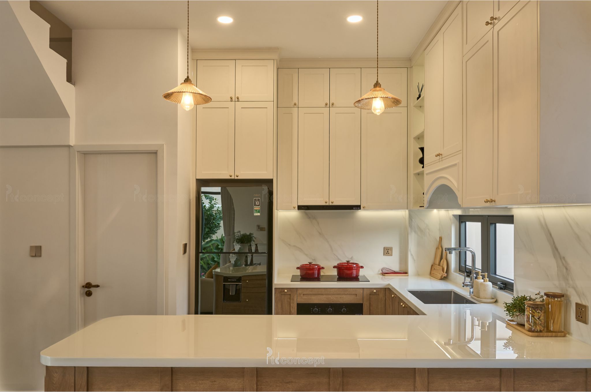 Không gian sinh hoạt chung biệt thự vườn Modern Farmhouse do PTD Concept thực hiện
