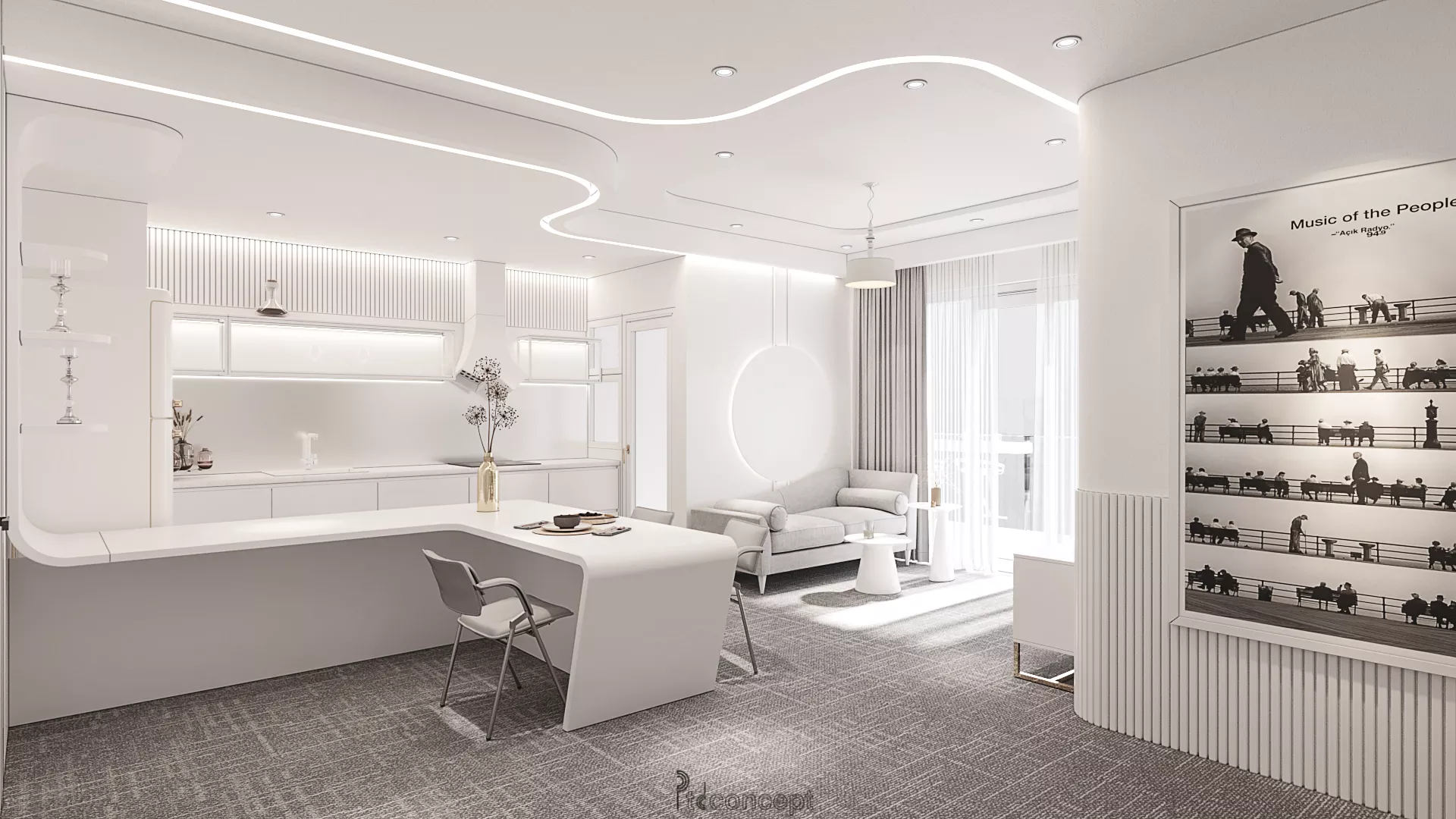 Không gian phòng thay đồ căn hộ The Metropole Thủ Thiêm với hệ chiếu sáng gián tiếp