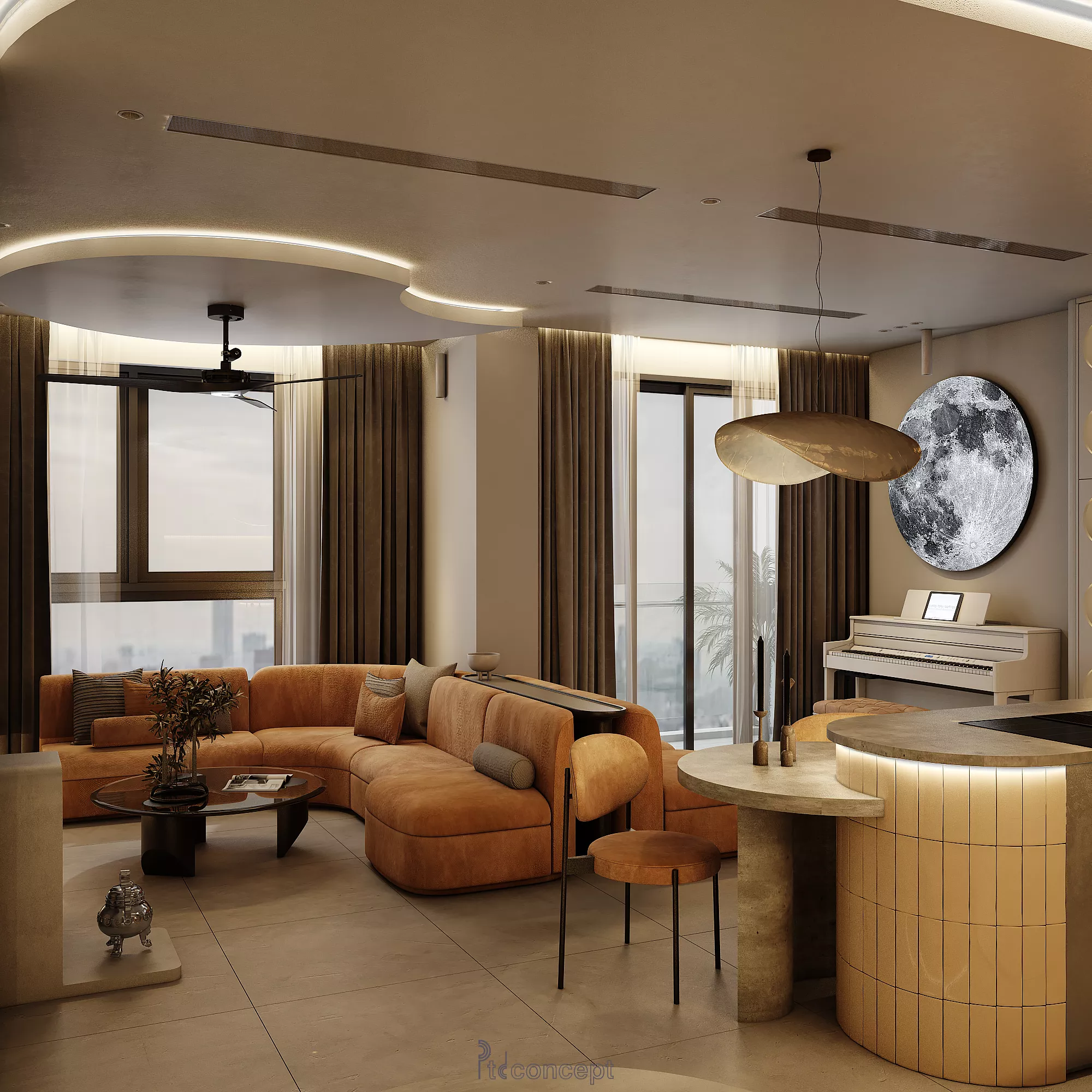 Không gian penthouse duplex Precia do PTD Concept thiết kế nội thất