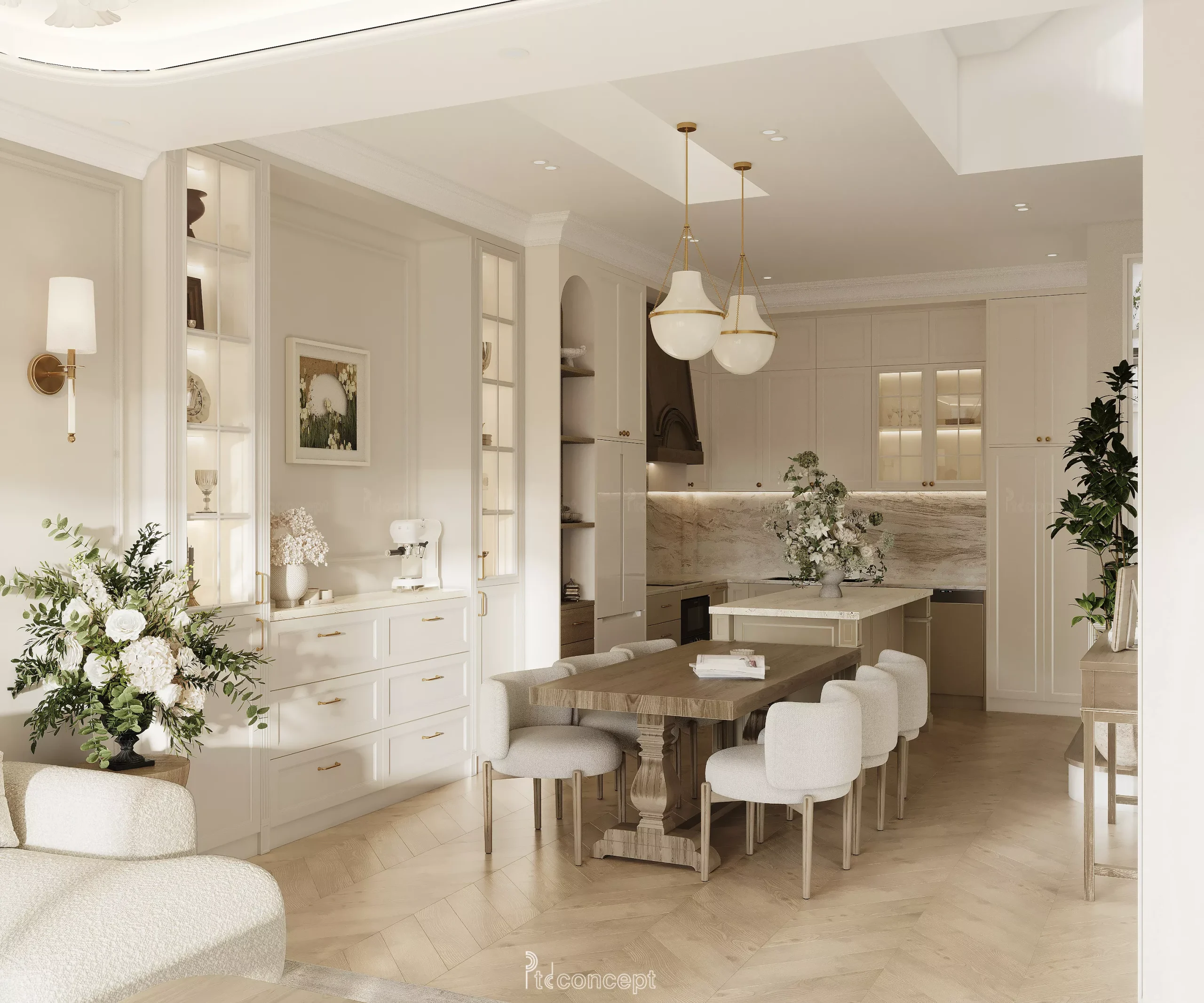Nội thất Modern Classic nhà phố Tịnh Home do PTD thiết kế thi công