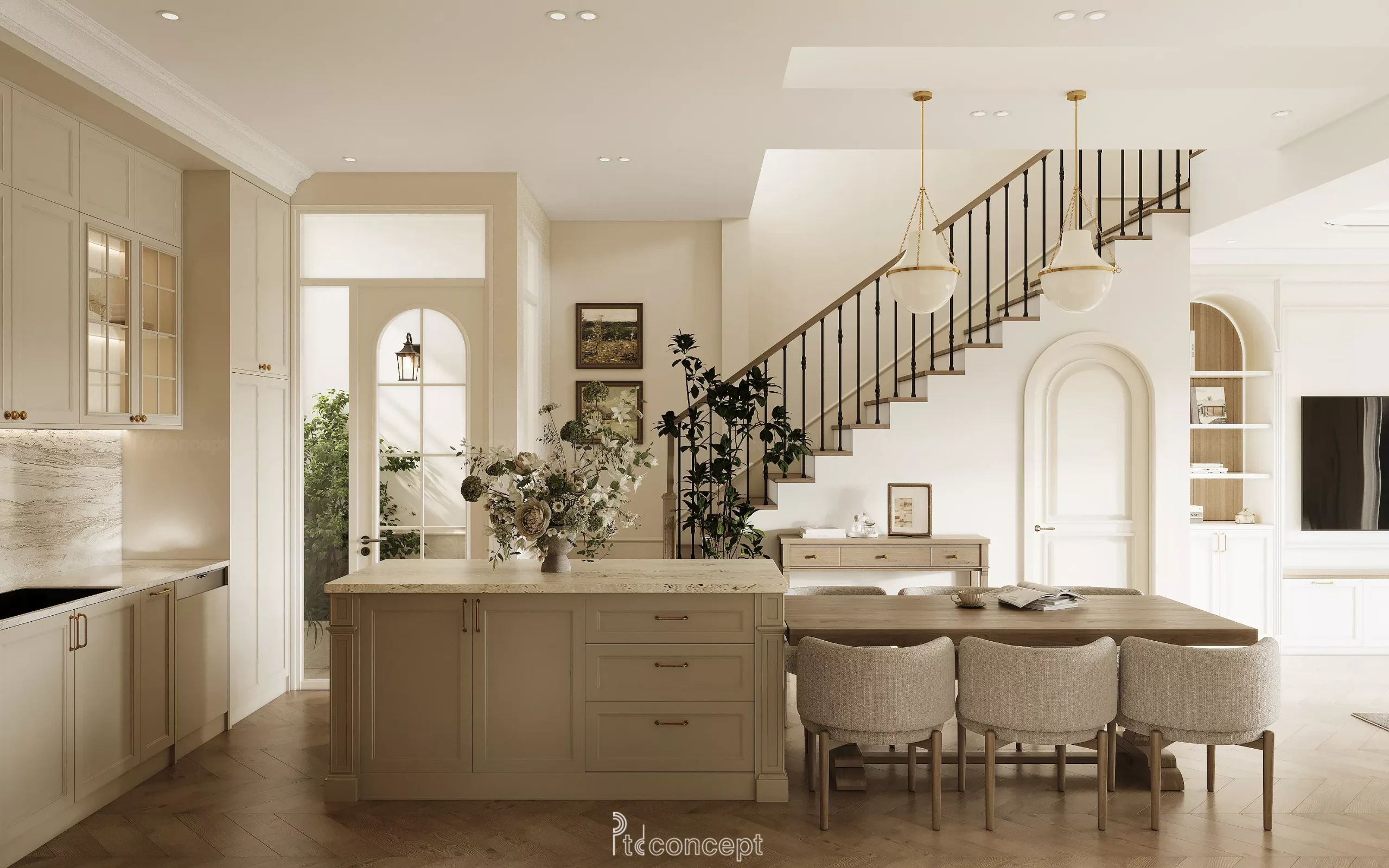 Nội thất Modern Classic nhà phố Tịnh Home do PTD thiết kế thi công