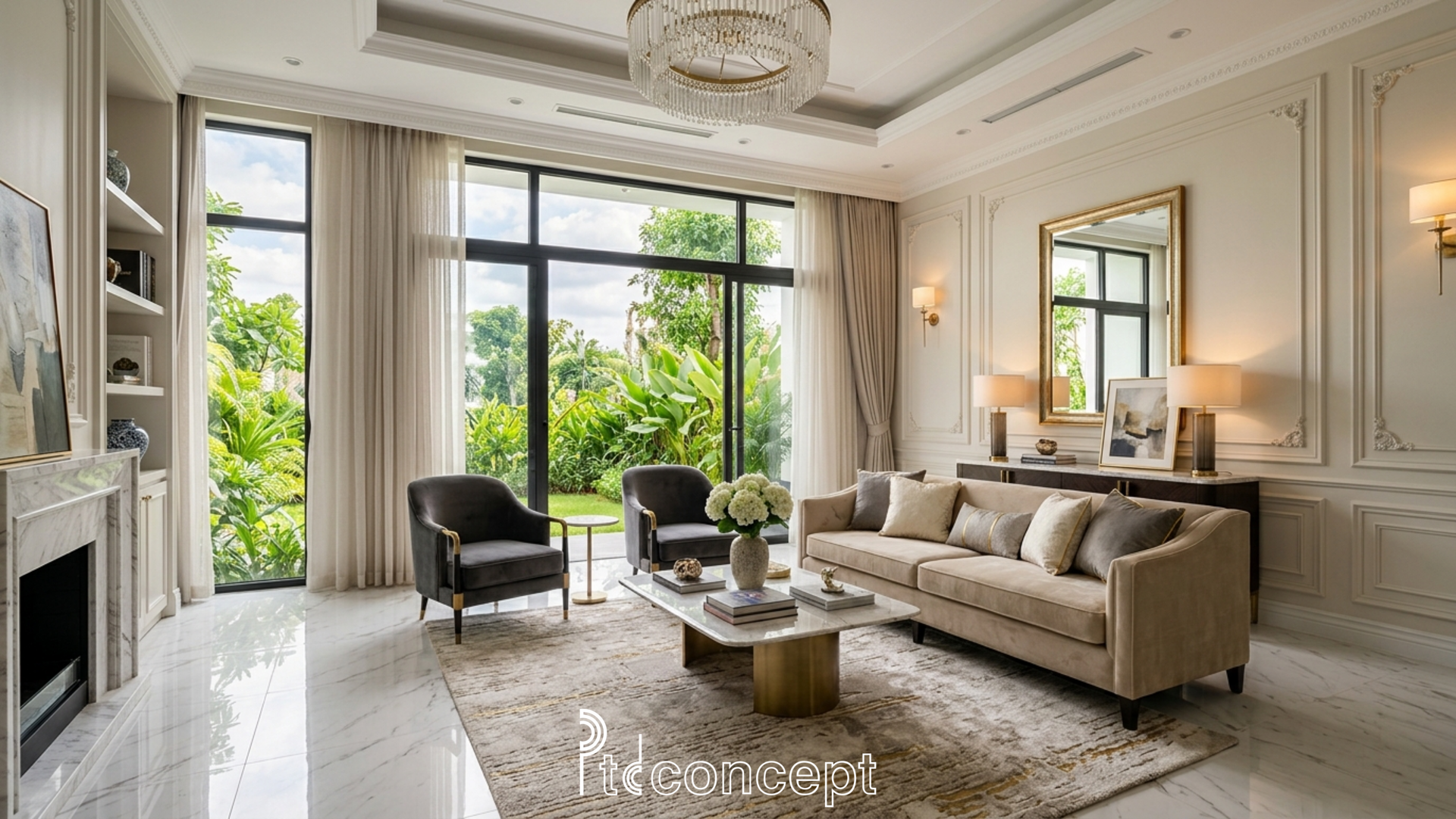 Mẫu cải tạo nhà phố Verosa Park Khang Điền với nội thất tân cổ điển nhẹ và không gian sáng