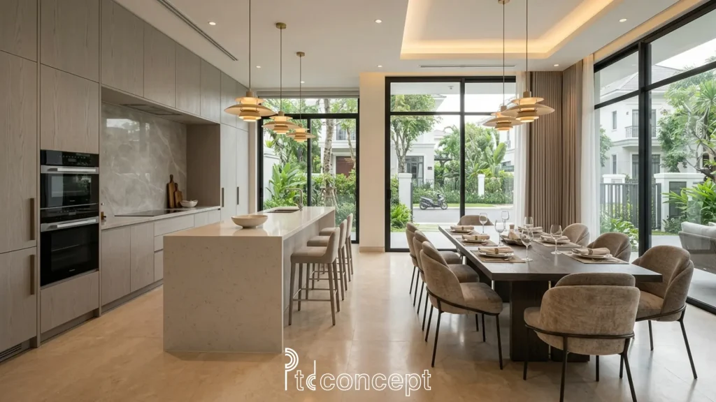 Bếp mở có bị ám mùi không và cách xử lý từ thiết kế 3 phòng bếp mở cao cấp có bị ám mùi không và cách khắc phục