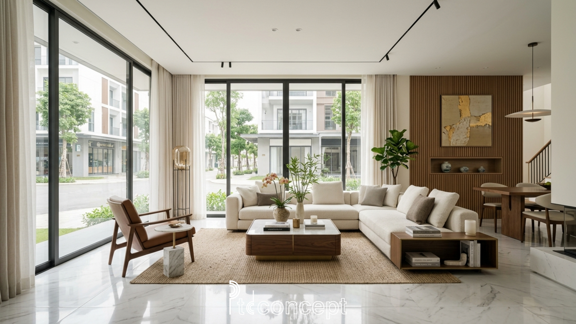 Gợi ý hoàn thiện nội thất nhà phố thương mại SOHO The Global City với mặt tiền kính lớn