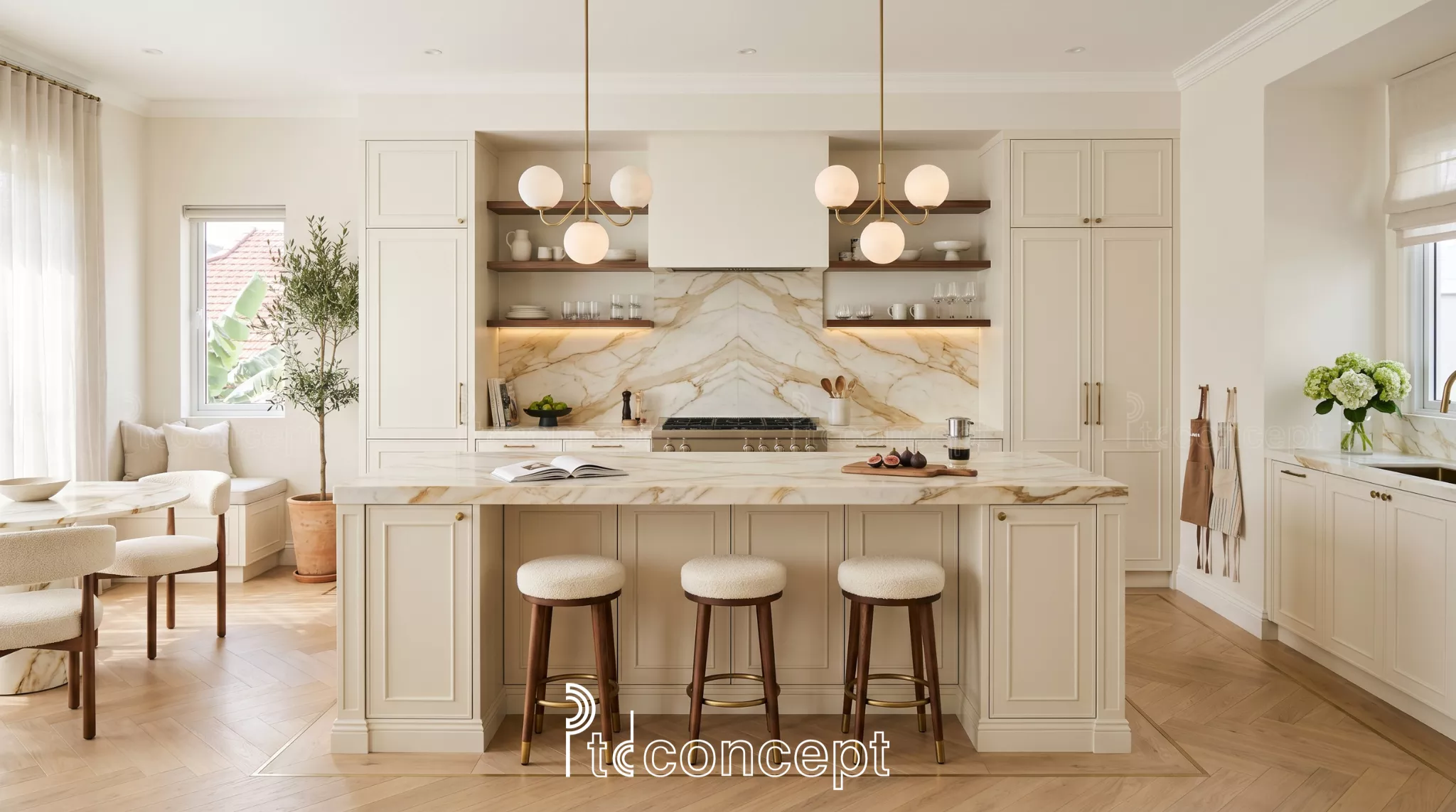 Bếp đảo trong nhà phố và biệt thự
