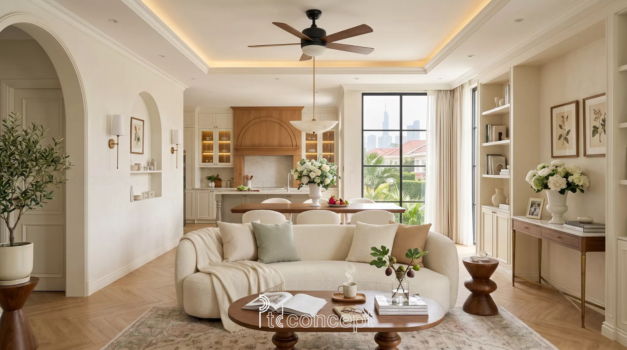 Trước khi thuê đơn vị thiết kế thi công nên xác định phạm vi công việc, nhu cầu sinh hoạt và mối liên kết giữa phòng khách bếp và bàn ăn