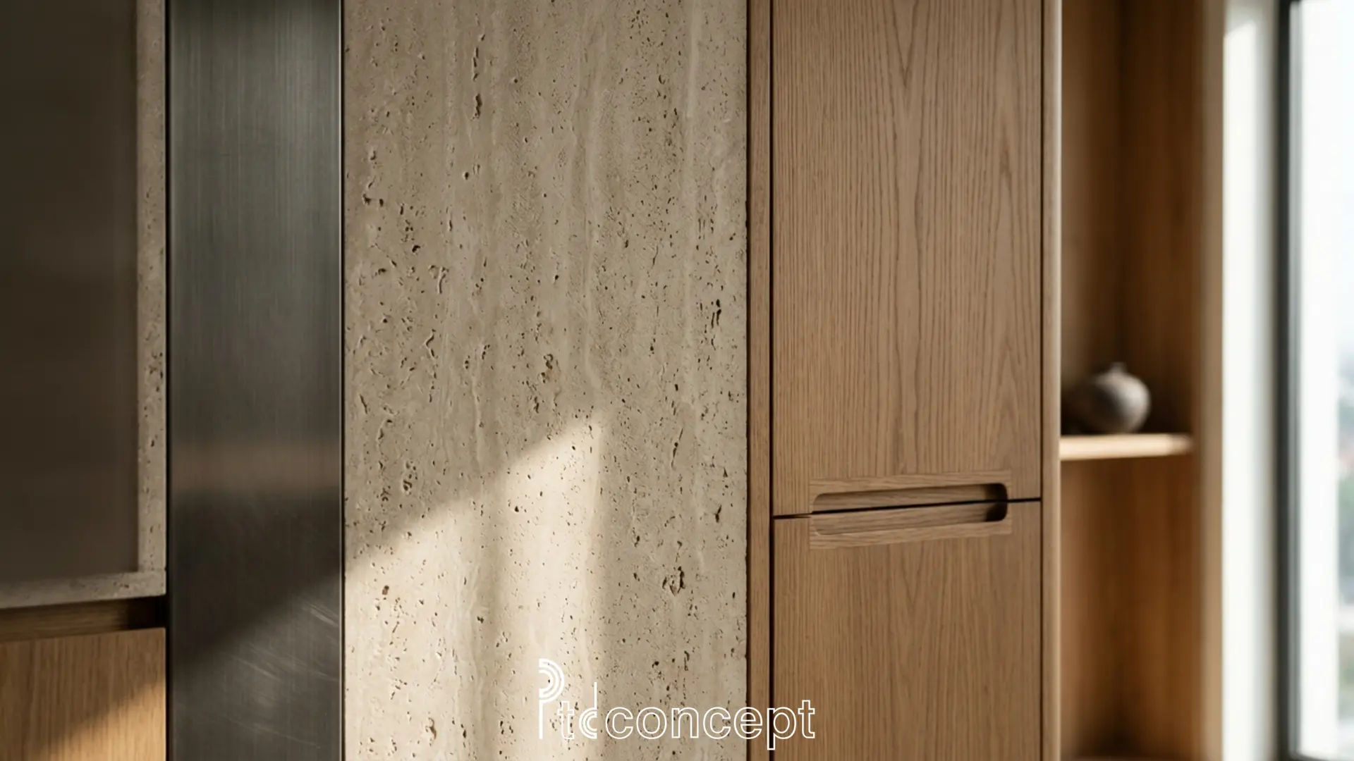 phối hợp vật liệu nội thất sang trọng với đồng thau và đá marble trong nhà phố