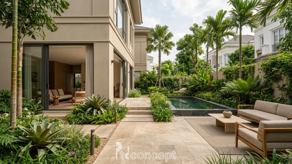 Nguyên tắc thiết kế sân vườn biệt thự nghỉ dưỡng ven đô tinh tế và bền vững 4 Nguyên tắc thiết kế sân vườn biệt thự nghỉ dưỡng ven đô