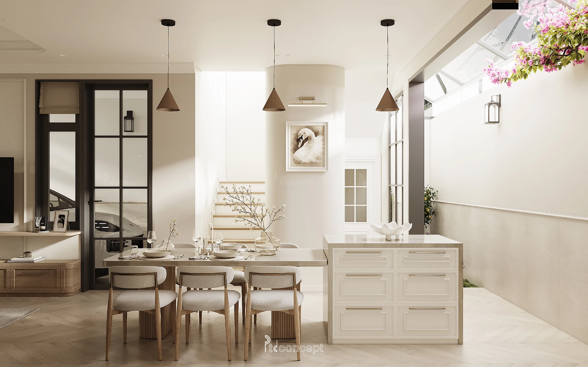 Nội thất Modern Classic nhà phố Quận 7 do PTD thiết kế thi công