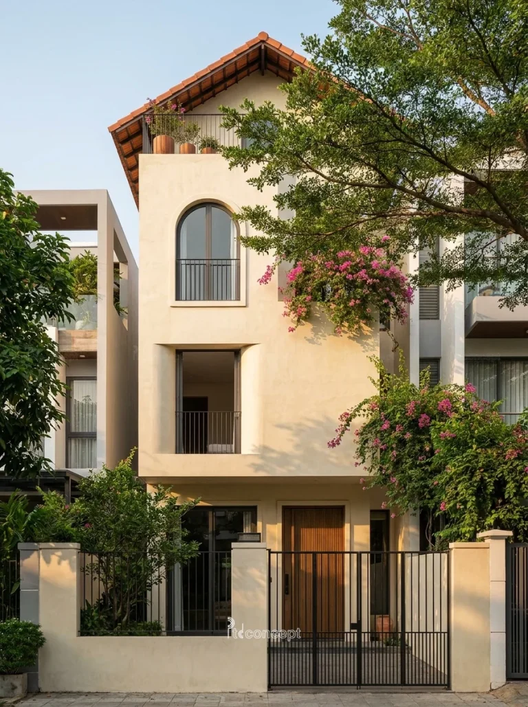 Mẫu nhà phố mặt tiền 6m, 4 tầng – Địa Trung Hải – mặt tiền, PTD Concept