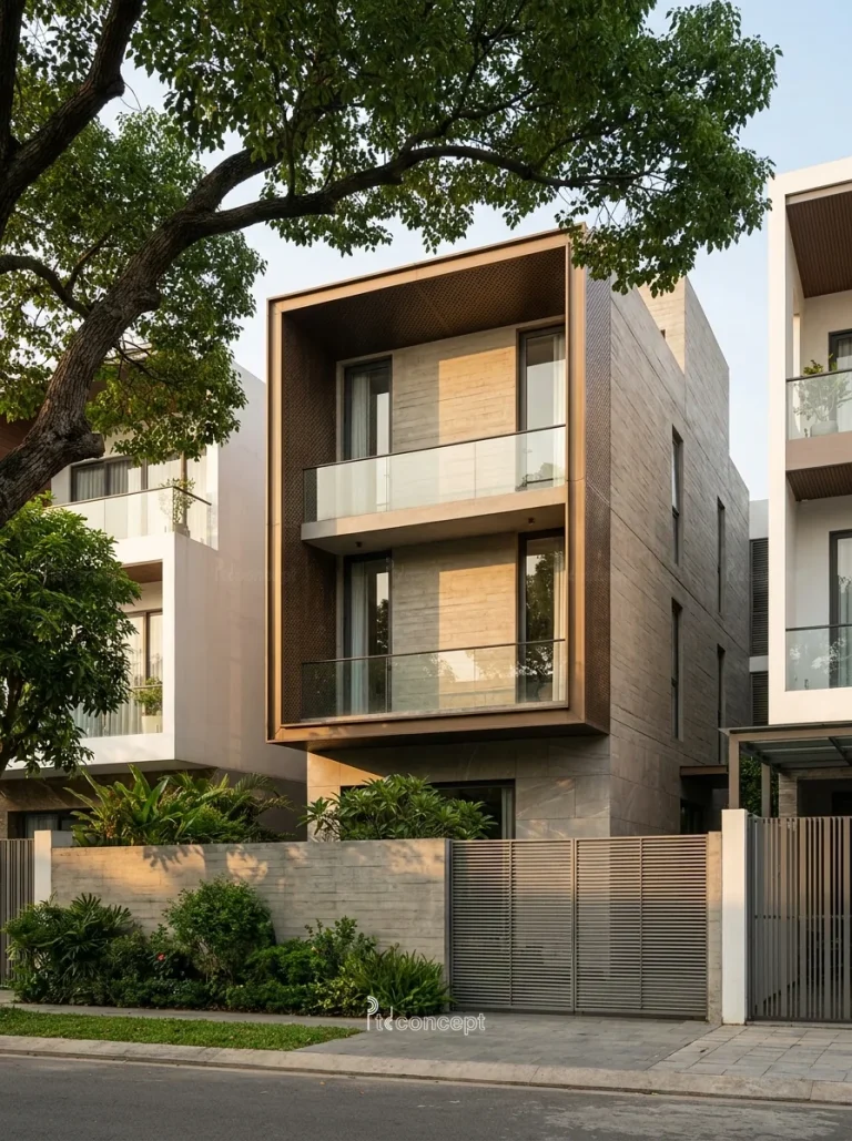 Mẫu nhà phố mặt tiền 6m, 4 tầng – Hiện đại – mặt tiền, PTD Concept