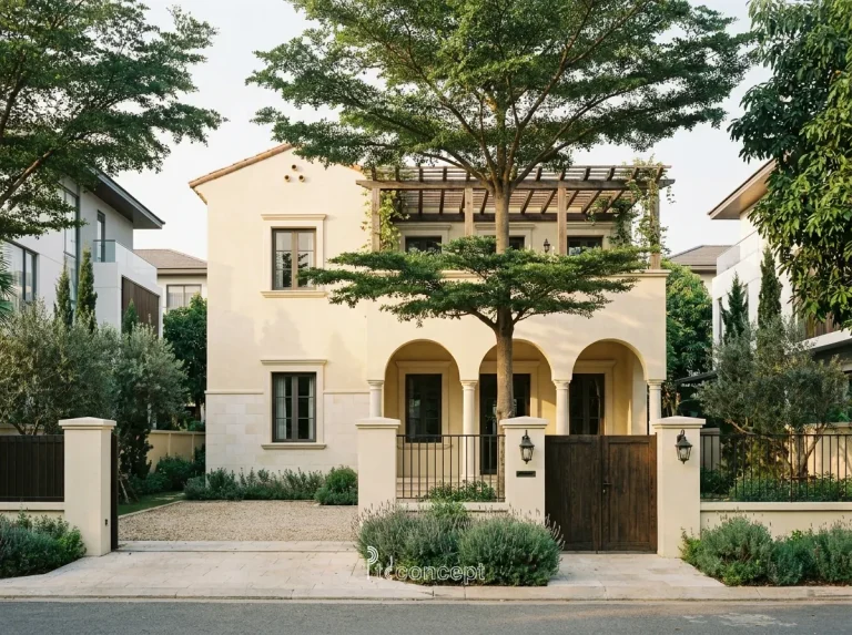 Mẫu villa 2 tầng, mặt tiền ~12m – Địa Trung Hải – mặt tiền, PTD Concept