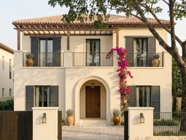 Mẫu villa 2 tầng, mặt tiền ~12m – Địa Trung Hải – mặt tiền, PTD Concept